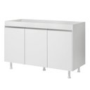 Ver imagem 1 de Balcão Buffet Gabinete de Cozinha Lux 119cm 100% Mdf sem Tampo 03 Portas Branco - Abmaza
