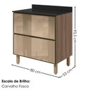 Ver imagem 3 de Balcao com Tampo 2 Gavetoes Vidro MDF 80 cm Kali 1641269 Carvalho Toq Nicioli