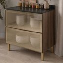 Ver imagem 2 de Balcao com Tampo 2 Gavetoes Vidro MDF 80 cm Kali 1641269 Carvalho Toq Nicioli