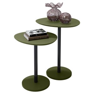Conjunto Mesa Lateral em Mdf com Pé de Aço - Conjunto com 2 Mesas Verde