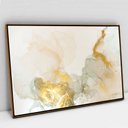 Ver imagem 1 de Quadro Decorativo em Canvas Abstrato Mármore Branco Gold TaColado Moldura Flutuante 4,5cm Freijó 120