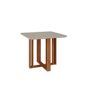 Mesa de Jantar Quadrado 94x94cm Tampo Mdf/vidro Flora Cimol Cinamomo/off White