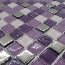 Pastilha de Vidro para Banheiro Cristal Mescla Roxa 30x30cm - 2