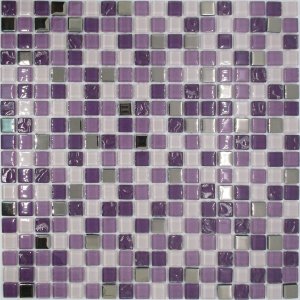 Pastilha de Vidro para Banheiro Cristal Mescla Roxa 30x30cm