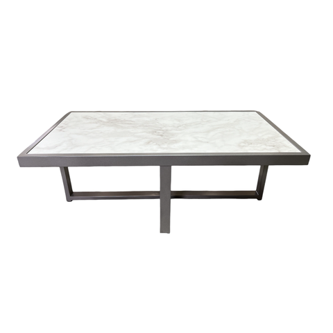 Mesa de Centro Retangular Paris Industrial Prata com Mdf