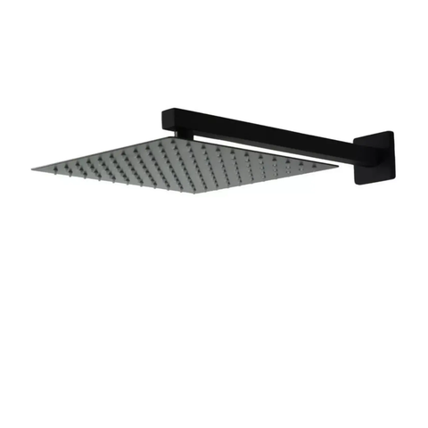 Ducha de Banho Quadrado 30x30 Preto Fosco Metal Inox