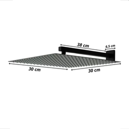 Ducha de Banho Quadrado 30x30 Preto Fosco Metal Inox - 2