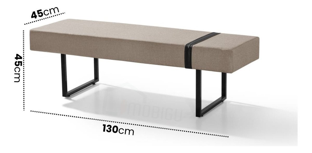 Recamier Banco Divã 130cm Industrial Para Quarto Sala Luxo - Bege - 5