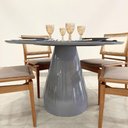 Ver imagem 3 de Mesa de Jantar Cone Balonê Redonda 160 Cm Tampo Laca Cinza + Vidro Base Cinza