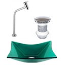 Ver imagem 2 de Cuba de Vidro Retangular 39cm Verde + Valvula Click + Torneira