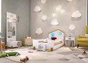 Ver imagem 1 de Cama Infantil Belíssima Branca e Azul com 2 Luminárias e Colchão Divaloto