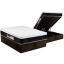 Ver imagem 1 de Cama Box Baú King: Colchão Espuma D45 Castor Black e White Air Euro Pillow + Base CRC Suede Brown