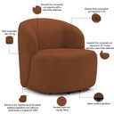 Ver imagem 4 de Sofá 3 Lugares 205cm com Poltrona Giratória Orgânica Heidy F04 Veludo Telha - Lyam Decor