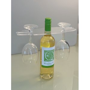 Porta Vinho com Suporte para 2 Taças em Acrílico