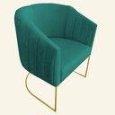 Ver imagem 3 de Kit 02 Poltronas Julia Base Metálica Dourado Suede Azul Tiffany - D'Classe Decor