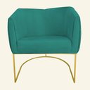 Ver imagem 2 de Kit 02 Poltronas Julia Base Metálica Dourado Suede Azul Tiffany - D'Classe Decor