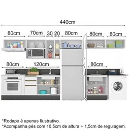 Cozinha Modulada 11 Peças Em MDF Kali Premium CJ18 Branco Nicioli - 2