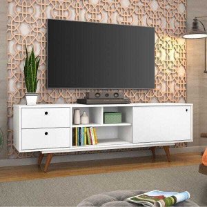 Rack Retro Tv 60 Polegadas 85 Branco Mdf/Mdp 162cm Olivar