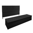 Ver imagem 2 de Conjunto Cabeceira Casal e Recamier Baú 1,95m Madrid Suede Preto Dal Poz Estofados
