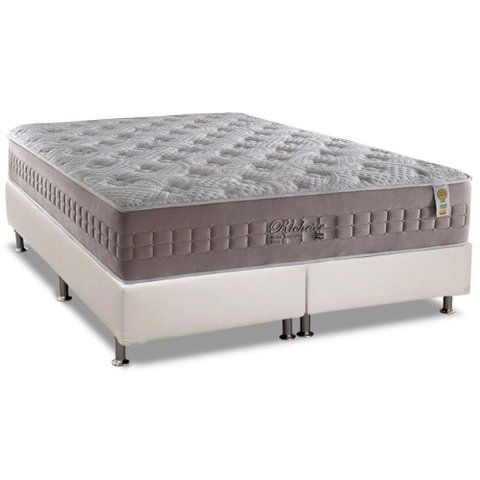 Cama Box Queen: Colchão Molas Ensacadas Anjos MasterPocket Richesse + Base CRC Courano White(