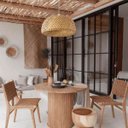 Ver imagem 5 de Pendente Sumatra 45cm Madeira e Fibra de Bambu Natural Soquete E27 Design Rústico para Ambientes Int