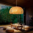 Ver imagem 4 de Pendente Sumatra 45cm Madeira e Fibra de Bambu Natural Soquete E27 Design Rústico para Ambientes Int