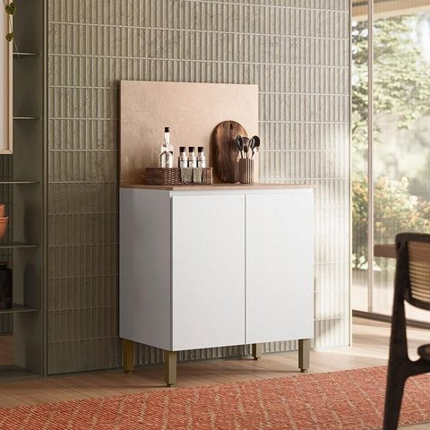 Balcão 2 Portas 80 Cm Art 6018 com Tampo e Painel Branco Ártico – Kits Paraná