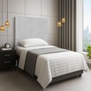 Ver imagem 1 de Cabeceira Encantador Cama Box Solteiro 100 Cm Estofada Revestida em Bouclé