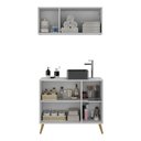 Ver imagem 4 de Conjunto Gabinete de Banheiro e Armário Aéreo 3 Portas Retrô Multimóveis Mp5055 Branco/natural