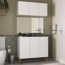 Ver imagem 2 de Conjunto Gabinete de Banheiro e Armário Aéreo 3 Portas Retrô Multimóveis Mp5055 Branco/natural
