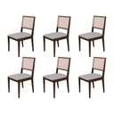Ver imagem 1 de Conjunto com 6 Cadeiras de Jantar Estofada Suellen Castanho Linho Cinza Prata