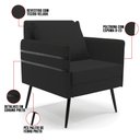 Ver imagem 6 de Kit 01 Namoradeira 02 Lugares e 01 Poltrona Mari Veludo Preto Pés Palito de Ferro - D’Rossi
