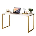 Ver imagem 3 de Mesa Escrivaninha Industrial 90cm Computador Notebook Home Office Escritório Estudo Offwhite-Dourado