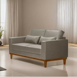 Sofá Living Valência 1,58 Mts C/base Madeira Decor - Corino Bege