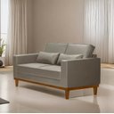Ver imagem 1 de Sofá Living Valência 1,58 Mts C/base Madeira Decor - Corino Bege
