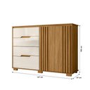 Ver imagem 3 de Cômoda Organizadora Roupeiro Texas com 4 Gavetas 2 Portas Ripada - Freijó/Offwhite
