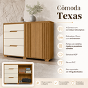 Ver imagem 5 de Cômoda Organizadora Roupeiro Texas com 4 Gavetas 2 Portas Ripada - Freijó/Offwhite