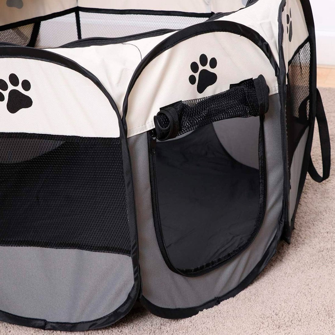 Cercado Pet Dobrável Portátil Casinha Cachorro Cão e Gatos Tamanho Grande 91cm - Cinza - 6