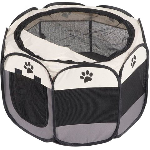 Cercado Pet Dobrável Portátil Casinha Cachorro Cão e Gatos Tamanho Grande 91cm - Cinza