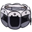 Ver imagem 2 de Cercado Pet Dobrável Portátil Casinha Cachorro Cão e Gatos Tamanho Grande 91cm - Cinza