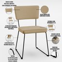 Ver imagem 4 de Cadeira Decorativa Estofada Para Sala De Jantar Base Aço Allana L02 Linho Bege Escuro - Lyam Decor