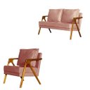 Ver imagem 1 de Kit 1 Poltrona Mona Luxo + Namoradeira Mona Luxo Recepção - Veludo Rose