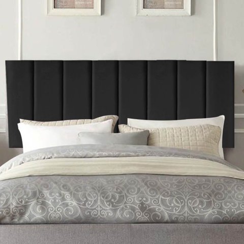 Painel Estofado Luxo Carla 100cm Solteiro para Cama Box Suede Preto - Gat Magazine