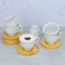 Ver imagem 2 de Kit 6 Xícaras de Porcelana com Pires de Bambu 100ml Wincy
