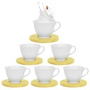 Ver imagem 1 de Kit 6 Xícaras de Porcelana com Pires de Bambu 100ml Wincy