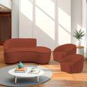 Ver imagem 1 de Kit Divã Recamier Orgânico Marrocos 180cm Lado Direito e 2 Poltronas Amore Bouclé
