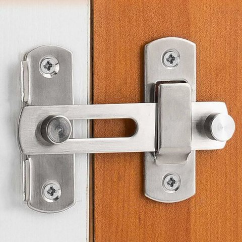 Trava Fechadura de Porta Aço Inoxidável 180° Trinco Tarjeta Ferrolho