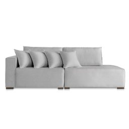Sofá 2 3 4 Lugares Modulado Chaise Almofada Solta Molas Isa Be Linho Cinza Claro 2,1m - 2