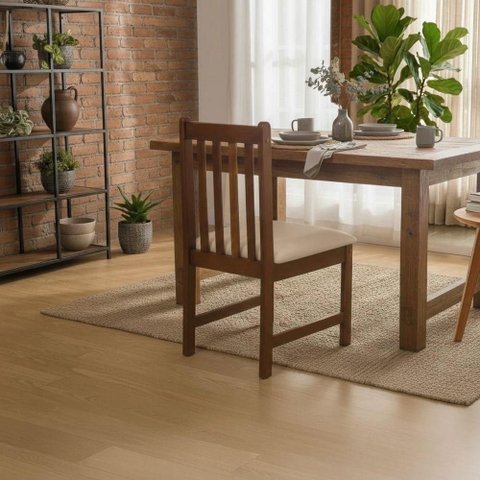 Kit 4 Cadeiras de Jantar Eucalipto Madeira Maciça Courino Bege Castanho
