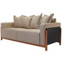 Ver imagem 2 de Sofá 03 Lugares para Sala de Estar 178 cm Khali B04 Linho Bege Escuro Couríssimo Preto - Lyam Decor